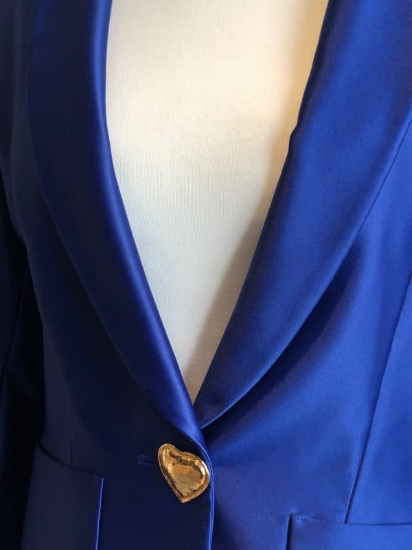 yves saint laurent vintage runway heart logo jacket blue single breasted circa 1980s