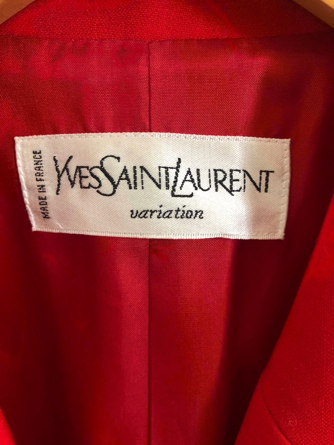 YVES SAINT LAURENT Vintage Couture Red Jacket YSL Logo Buttons Circa 1980s