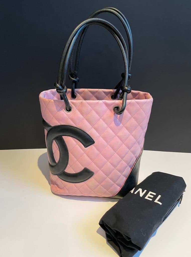 Chanel Chanel Cambon Neon Pink & Black Quilted Calfskin Leather