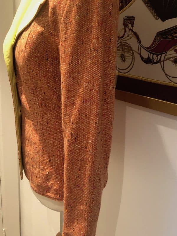 christian dior tweed fitted jacket burnt orange single breasted c.2000