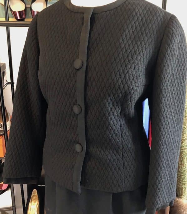 guy laroche vintage black short jacket lozenge diamond shape c.1980s