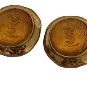 yves saint laurent by goossens vintage ysl citrine cabochons earrings c.1990s