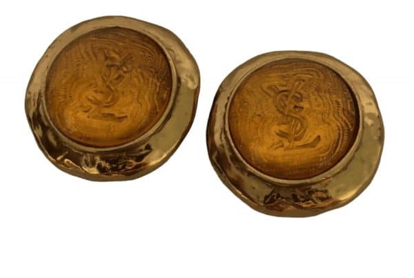 yves saint laurent by goossens vintage ysl citrine cabochons earrings c.1990s