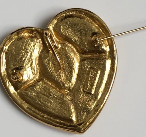 yves saint laurent by goossens vintage ysl large heart cabochons brooch pendant c.1990s