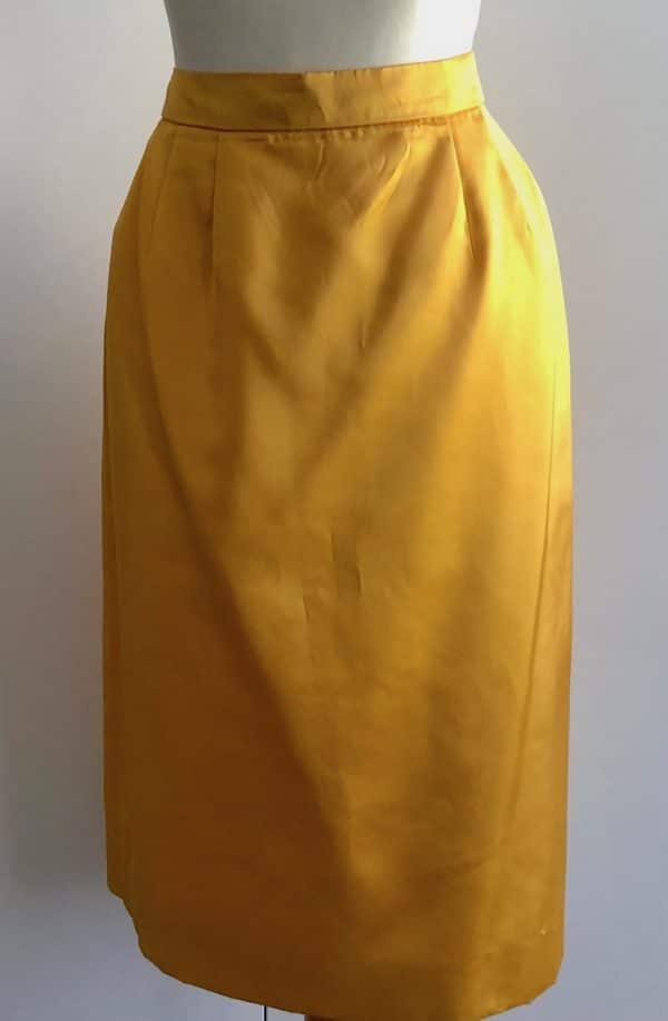 yves saint laurent variation vintage gold yellow fitted skirt c.1980s