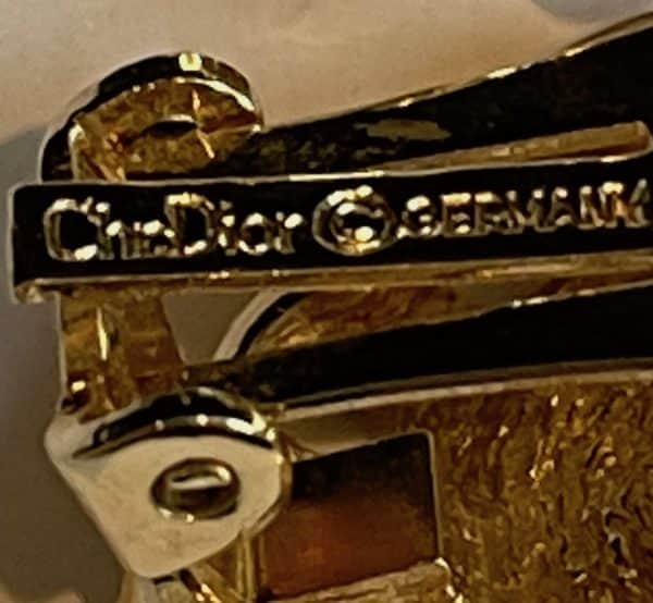 christian dior vintage pearl cd monogram gold earrings c.1980s