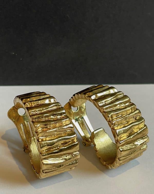 yves saint laurent vintage couture ysl large hoops earrings 18k gold tone c.1980s