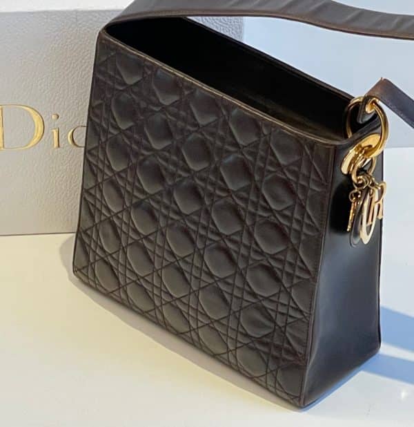 christian dior vintage cannage quilted lambskin bag gold dior charms
