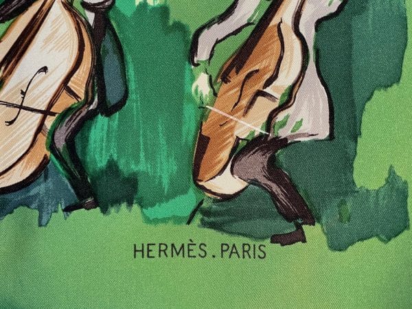 hermÈs vintage silk scarf concerto green by jean louis clerc 1996 w/box