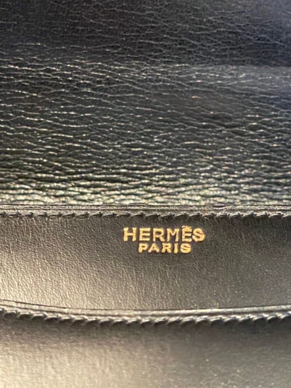 hermÈs vintage box calf leather black bag 1952