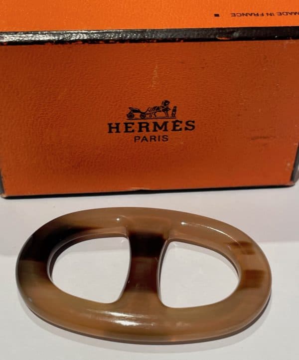 hermÈs vintage horn chaine d'ancre scarf ring c.1990 w/box