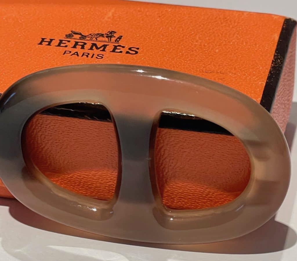HERMÈS Vintage Horn Chaine d'Ancre Scarf Ring C.1990 W/Box