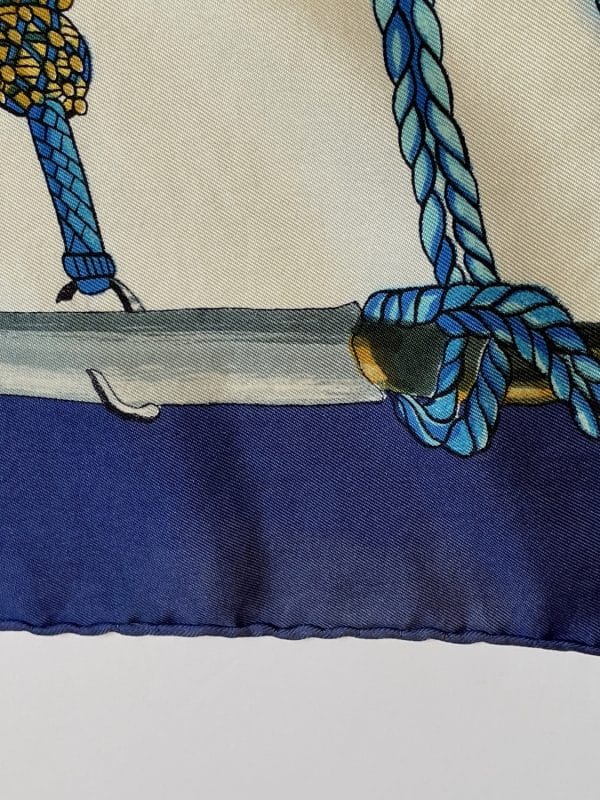 hermÈs vintage silk scarf passementerie blue by françoise héron 1960 w/box