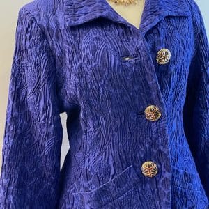 yves saint laurent rive gauche 80s blue floral embroidered quilted jewels jacket vintage