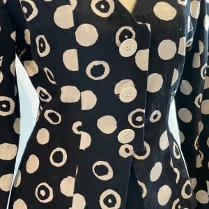 yves saint laurent variation polka dot print blazer & skirt 2 pieces suit c.1983