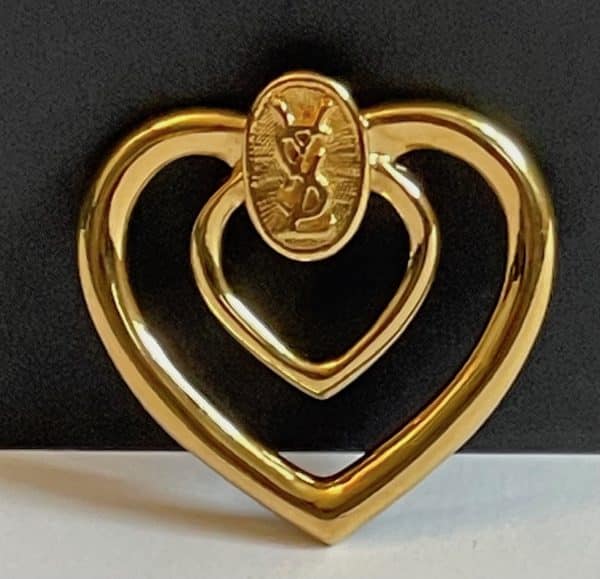 yves saint laurent vintage scarf ring ysl large heart gold tone 1980