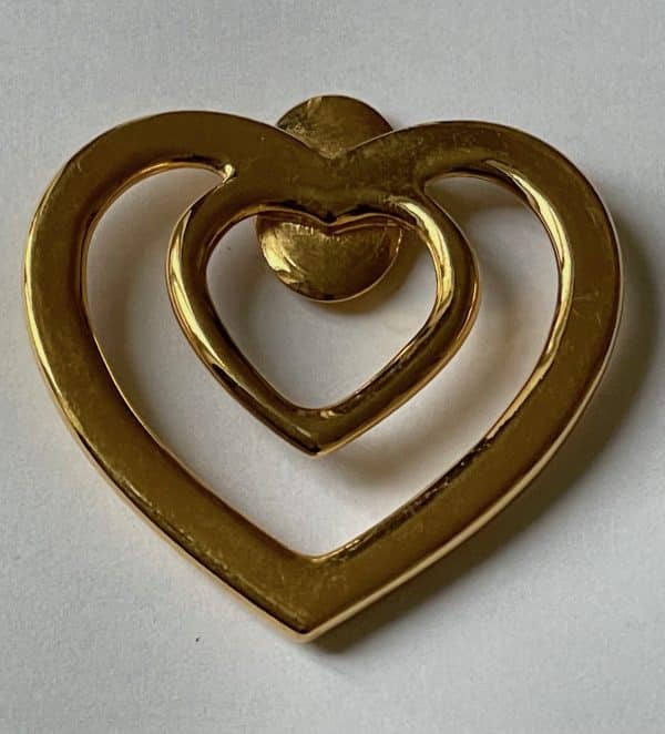 yves saint laurent vintage scarf ring ysl large heart gold tone 1980