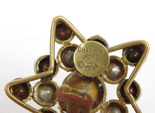 chanel vintage by goossens earrings star comète crystal diamond cut style c. 1984 w/box