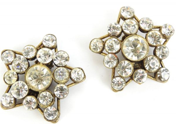 chanel vintage by goossens earrings star comète crystal diamond cut style c. 1984 w/box