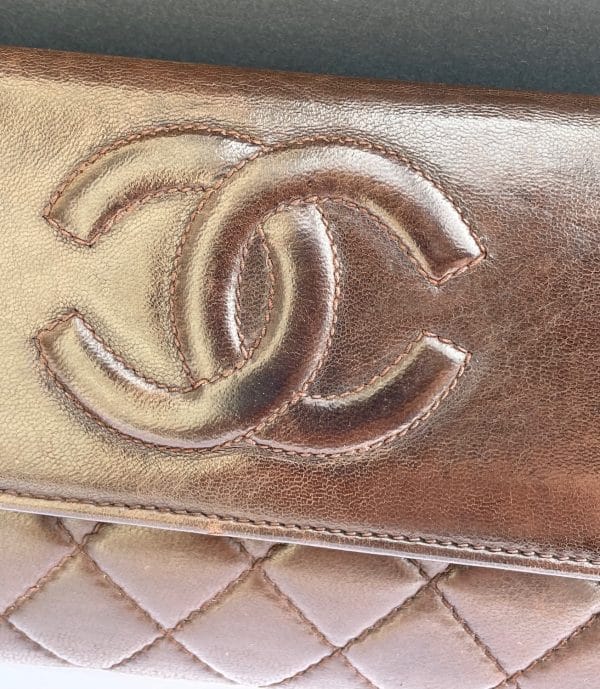 chanel vintage lambskin purse clutch fringe tassel cc logo c. 1990 w/box