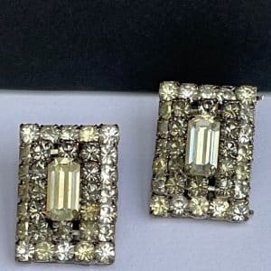 christian dior vintage earrings pave crystal art deco diamond cut style c.1947 1958