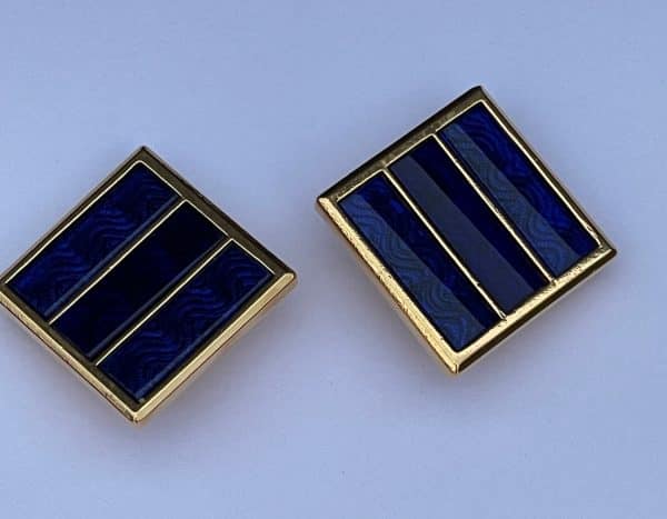 christian dior vintage gold plated oversized large blue earrings c. 1970s 1980
