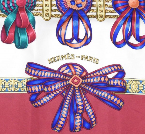 hermÈs vintage silk scarf les rubans du cheval red by joachim metz 1993 w/box