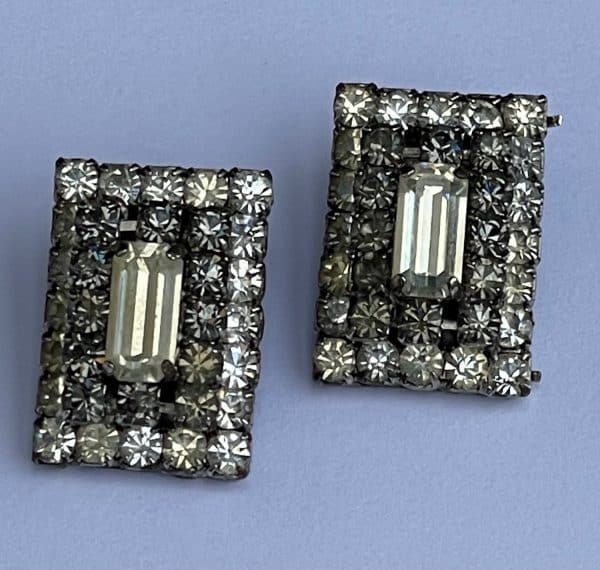 christian dior vintage earrings pave crystal art deco diamond cut style c.1947 1958