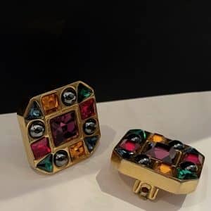 pierre balmain vintage earrings & brooch set multicoloured cabochons rare c.1990s