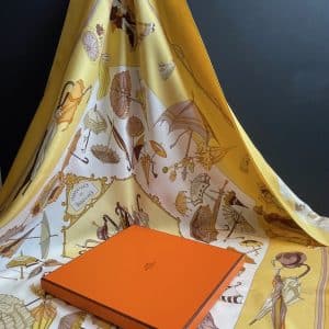 hermÈs vintage silk scarf ombrelles et parapluies by hubert de watrigant 1998 w/box