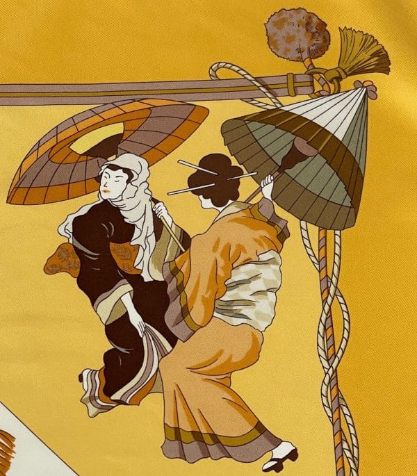 hermÈs vintage silk scarf ombrelles et parapluies by hubert de watrigant 1998 w/box