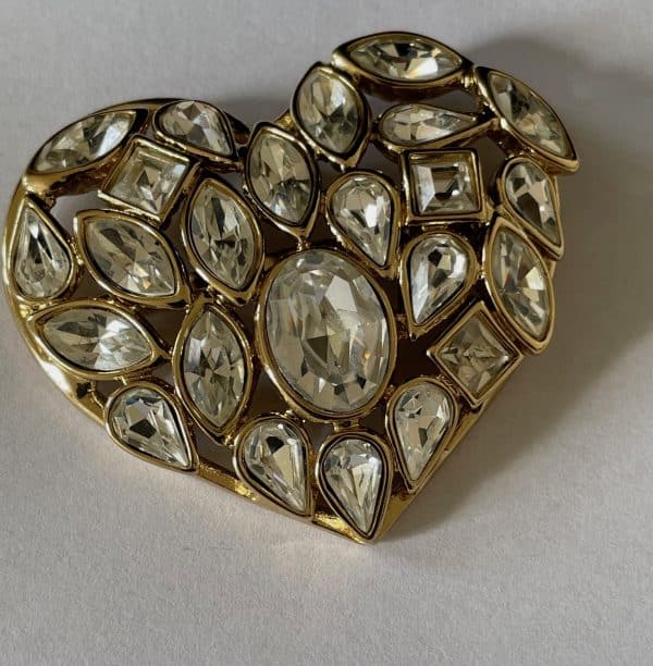 yves saint laurent haute couture oversized heart shaped brooch by robert goossens 1983