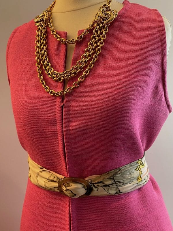 givenchy paris vintage hot pink 60s 70s sleeveless asymmetric dress