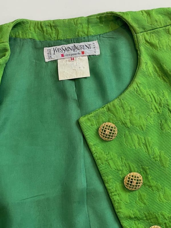yves saint laurent vintage green damask jacket archives collection 1989
