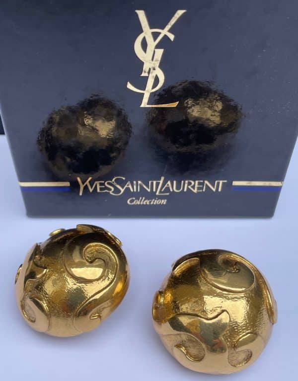 yves saint laurent ysl by robert goossens earrings gold dome c.1980