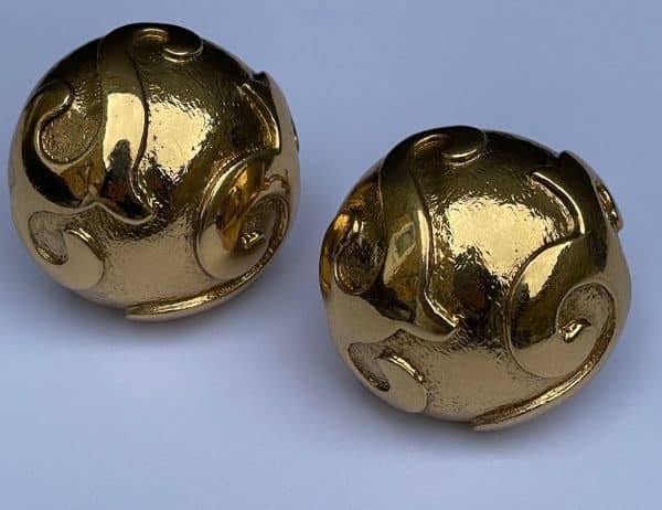yves saint laurent ysl by robert goossens earrings gold dome c.1980