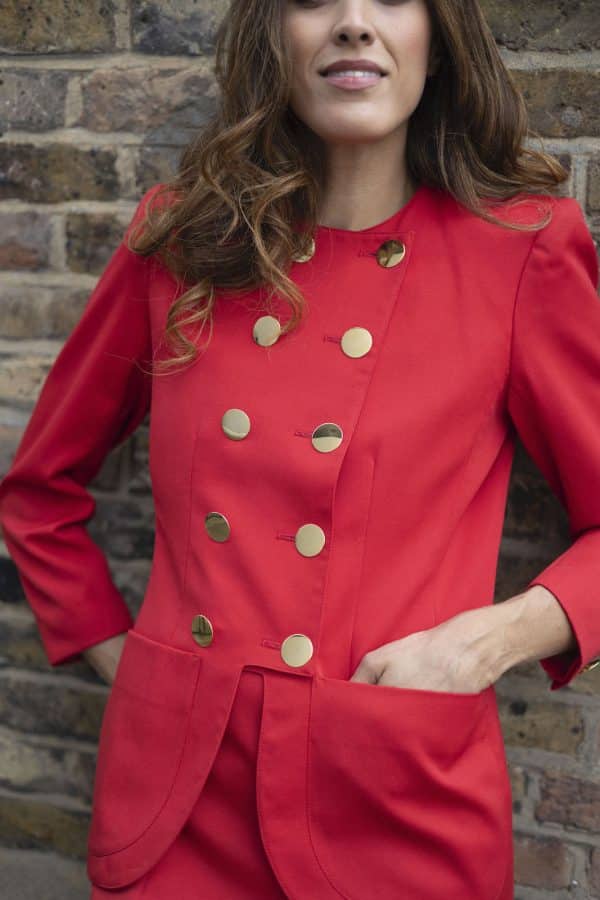 yves saint laurent vintage blazer dress suit red variation c.1994