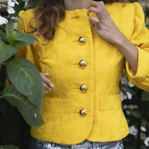 yves saint laurent vintage yellow damask jacket archives collection 1989