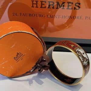 hermÈs 1970s large bracelet multi "grand apparat" horse prints 18k gold plated vintage w/box