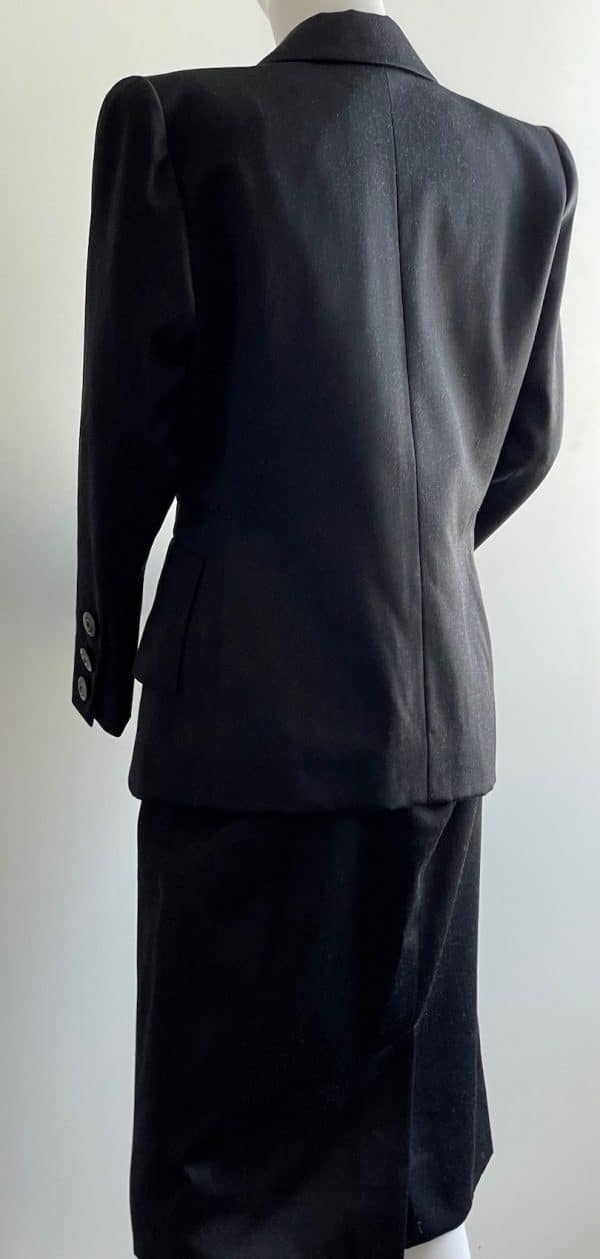 saint laurent rive gauche vintage black suit jacket & skirt 1987