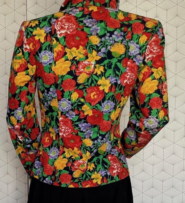 yves saint laurent rive gauche summer 1992 floral fitted jewel buttons jacket vintage
