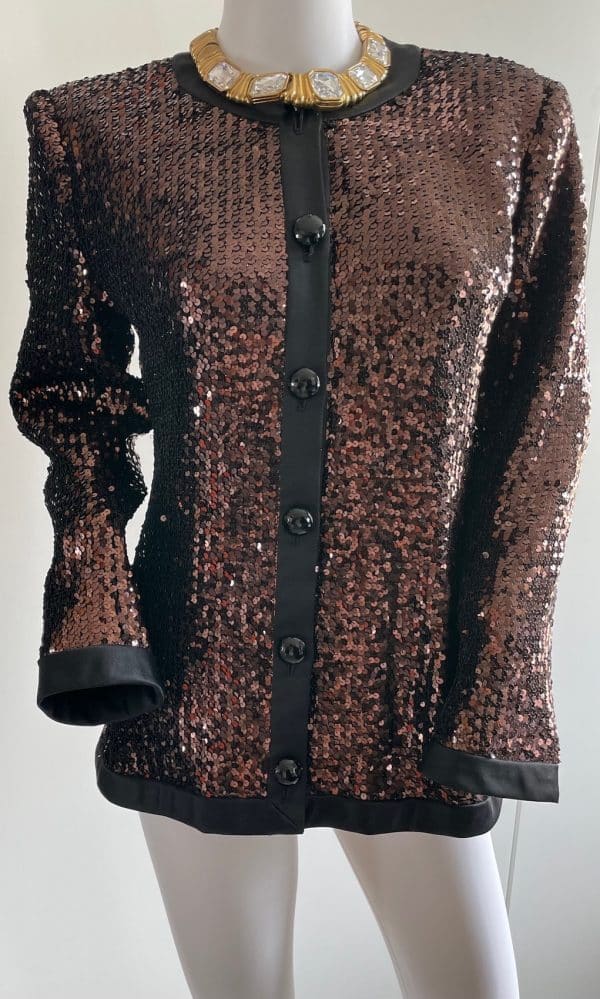 yves saint laurent rive gauche vintage sequins copper jacket blazer c.1980s