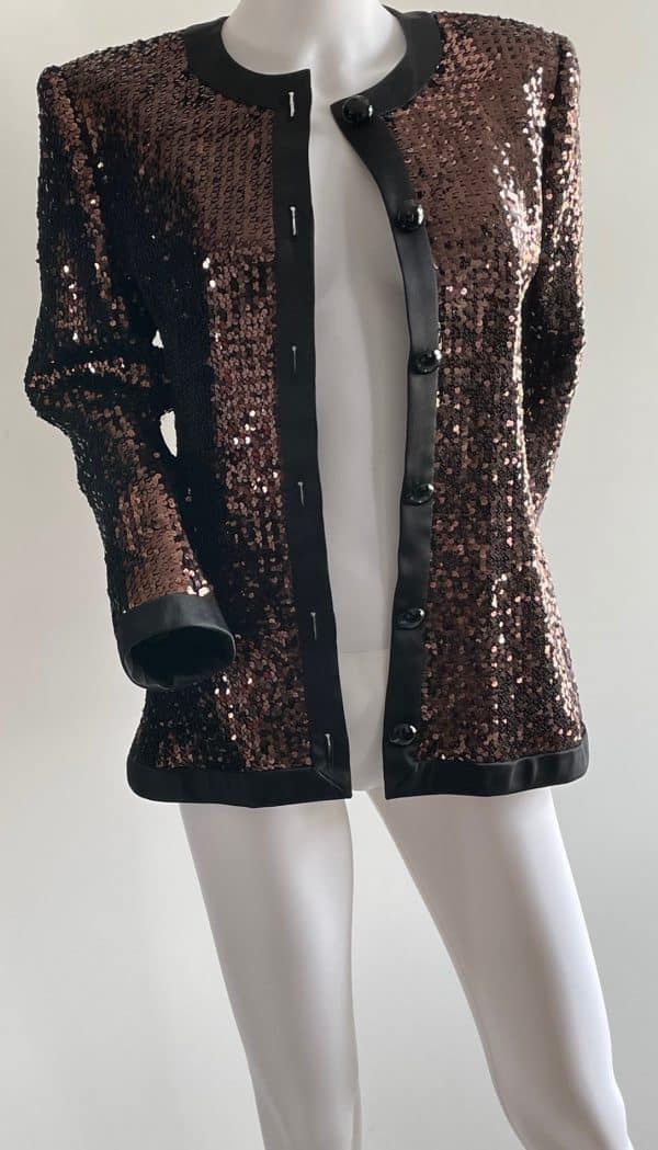 yves saint laurent rive gauche vintage sequins copper jacket blazer c.1980s