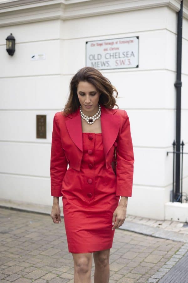 yves saint laurent variation vintage spencer red jacket dress day suit 1990