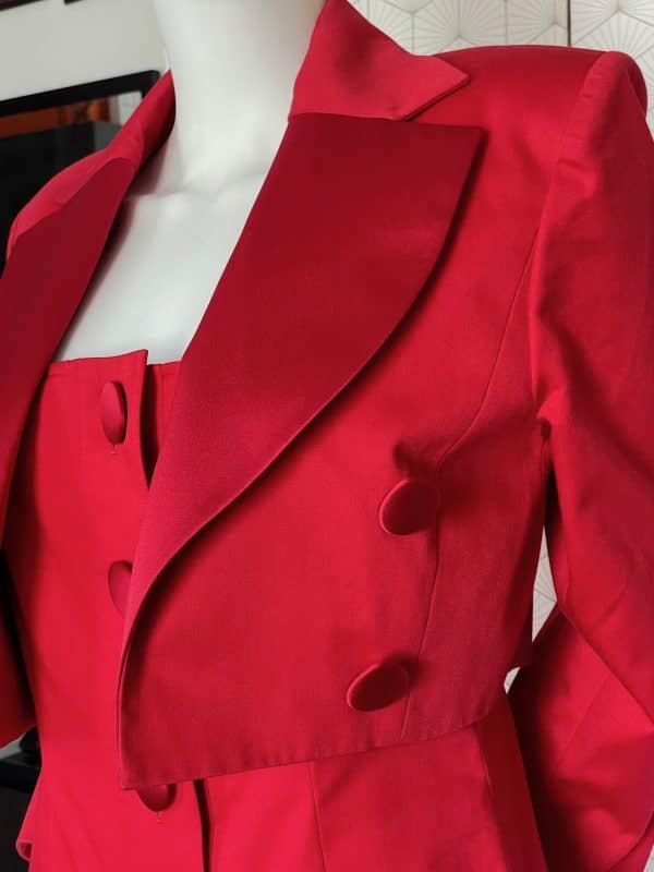 yves saint laurent variation vintage spencer red jacket dress day suit 1980s
