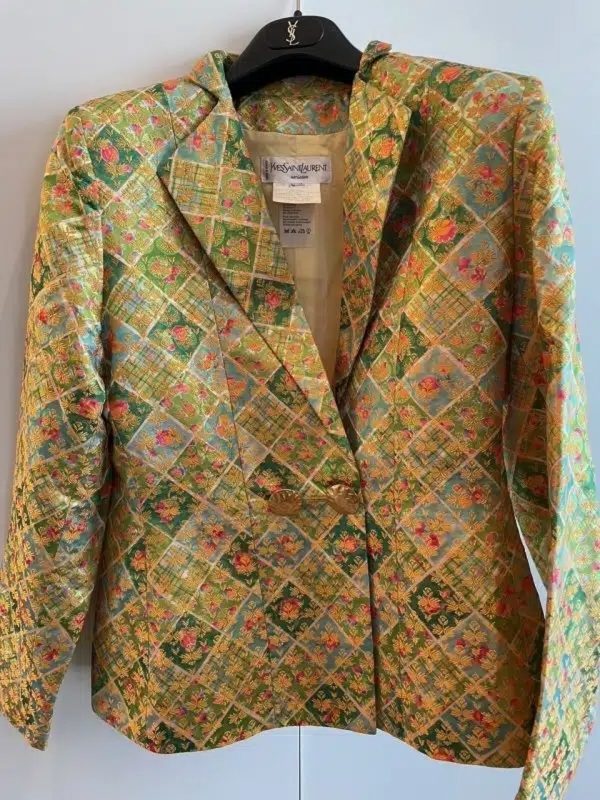 yves saint laurent vintage brocade double breasted jewel buttons jacket 1996