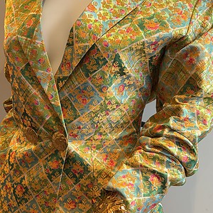 yves saint laurent vintage brocade double breasted jewel buttons jacket 1996