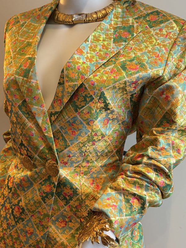 yves saint laurent vintage brocade double breasted jewel buttons jacket 1996