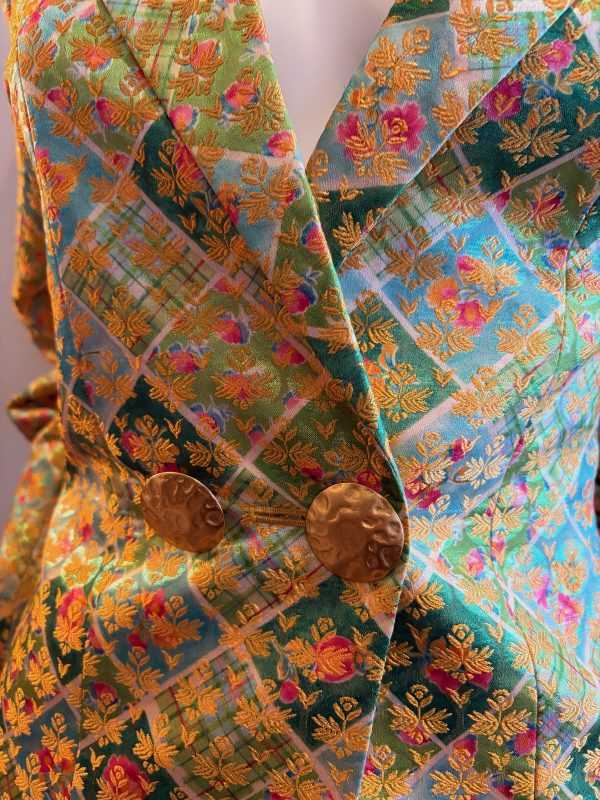 yves saint laurent vintage brocade double breasted jewel buttons jacket 1996