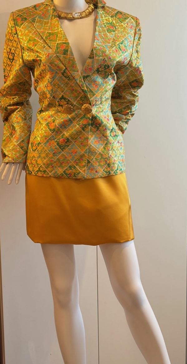 yves saint laurent vintage brocade double breasted jewel buttons jacket 1996